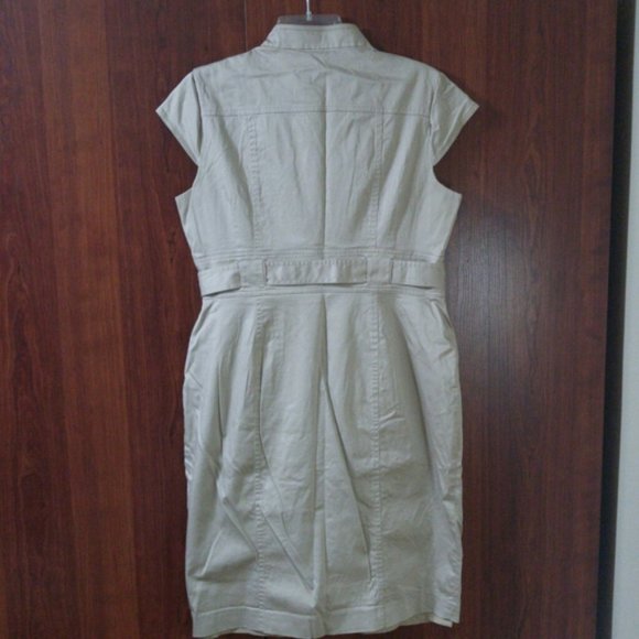 Calvin Klein Petite Belted Khaki Dress Size 12P - Picture 6 of 7